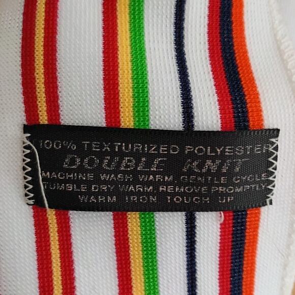 Vntg 1970s Jack Winter Mod Stripe Double Knit Blazer Gold Crest Buttons Women M - Picture 8 of 8